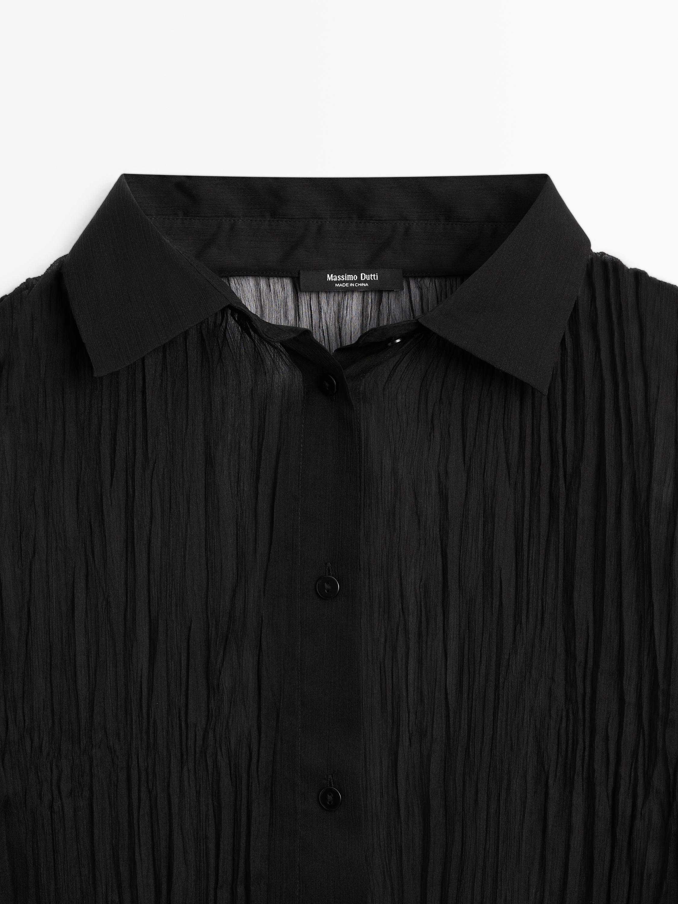 Long pleated loose-fitting shirt